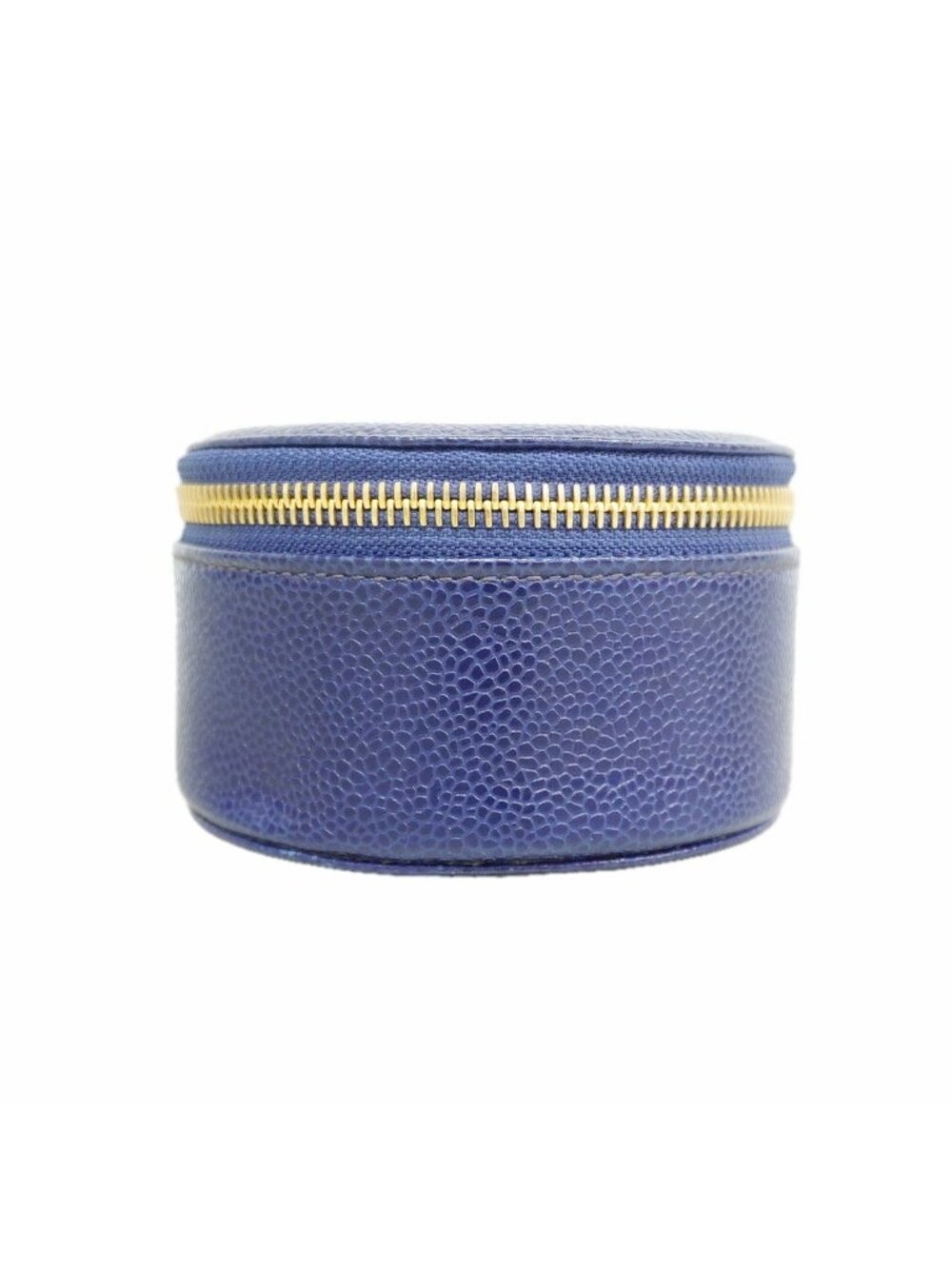 Chanel Case Caviar Leather Navy Gold Ring